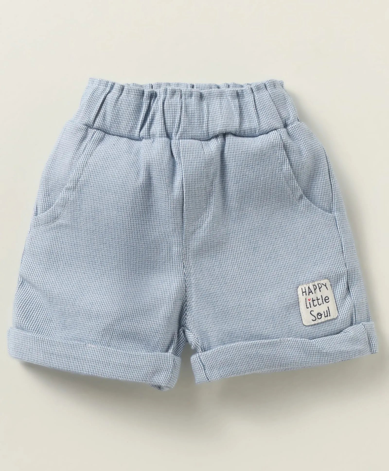 Ollypop Interlock Knit Half Sleeves T-Shirt & Short Set With Elephant Patch & Text Embroidery - Navy Blue